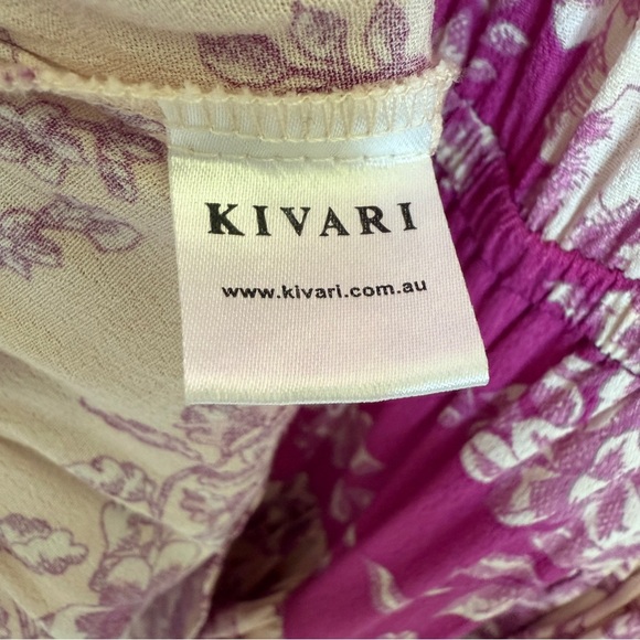 Kivari Maeve Women's Sz 4 Pink Floral Plunge Mini Dress Front Tie Casual Ruffle - Picture 9 of 11